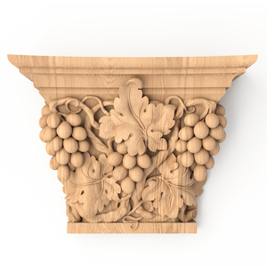 Handcrafted wooden pilaster cap with Grape Motif